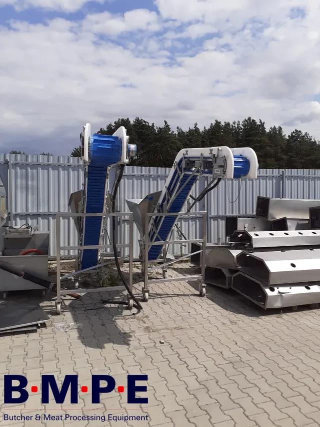 Refurbished stainless steel loading elevators with blue belts