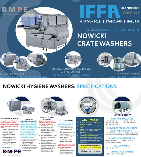 Nowicki hygiene washers on display at IFFA 2019