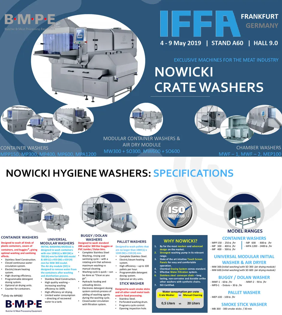 Nowicki hygiene washers on display at IFFA 2019