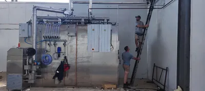 Final checks on the completed Kerres chiller and smoker installation