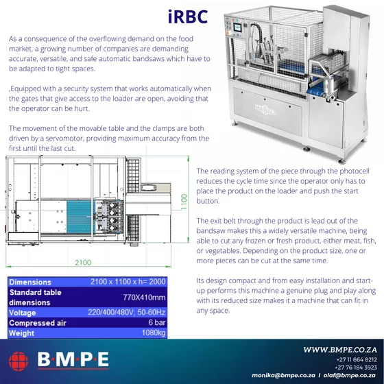 Mainali iRBC automatic bandsaw for industrial meat cutting